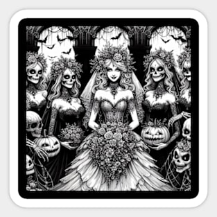 Halloween Bride and Bridesmaids Sticker